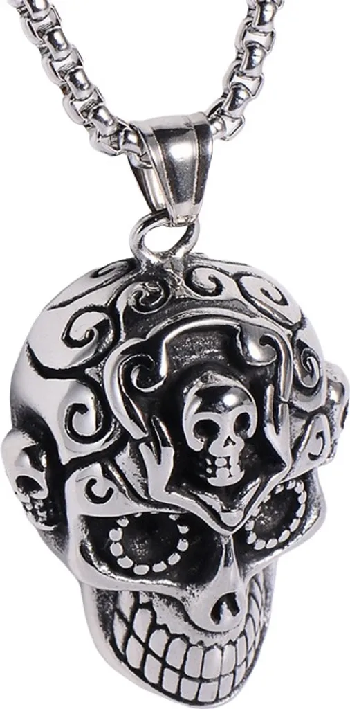 Collana Pendente Teschio Acciaio 316L KP20472 - Stile Punk Rock Uomo