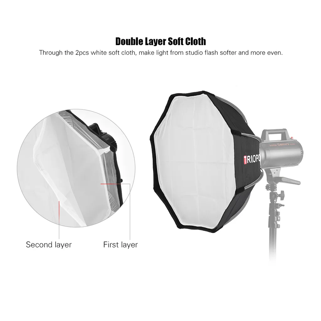 Boîte à Lumière Octogonale 55cm et Diffuseur Souple pour Flash Studio - 7