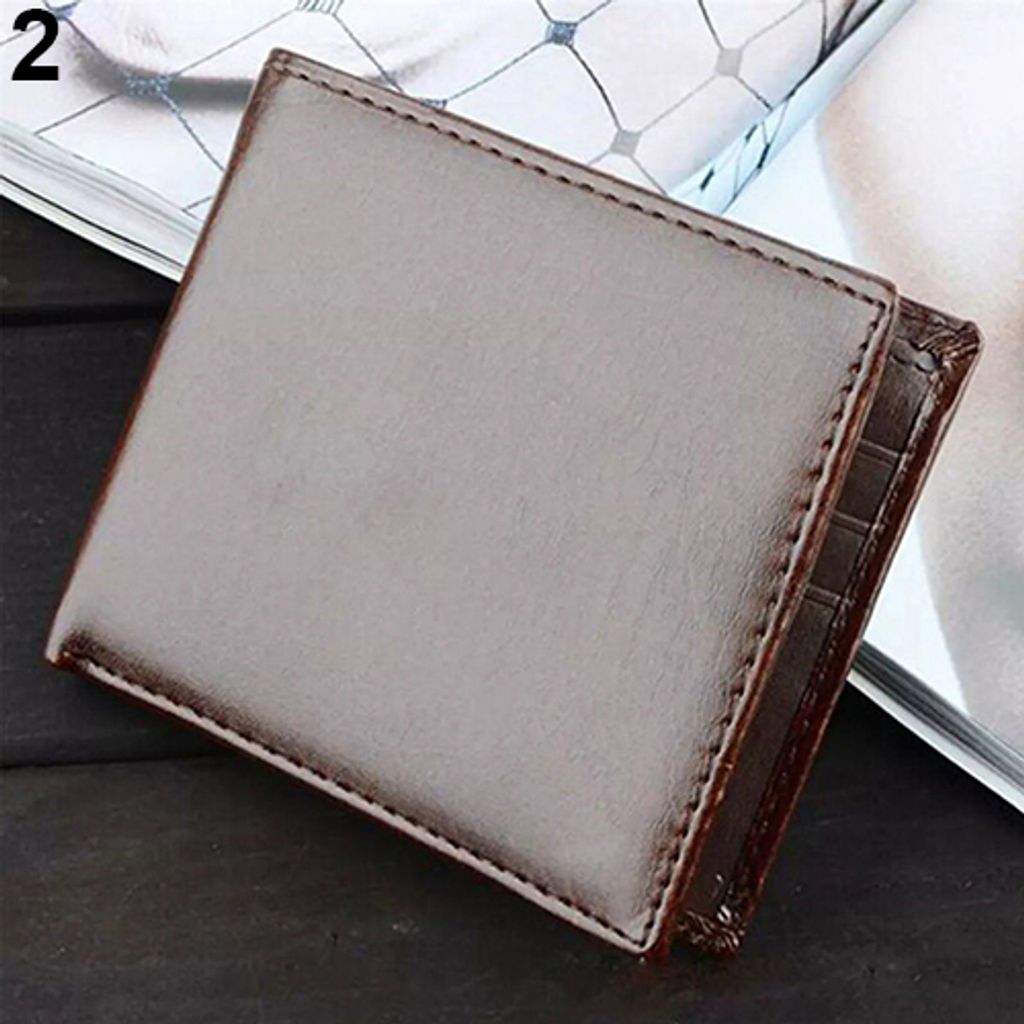 Herren Business Kunstleder Geldbörse Kartenhalter Clutch Bifold Pocket Slim Geldbörse Braun