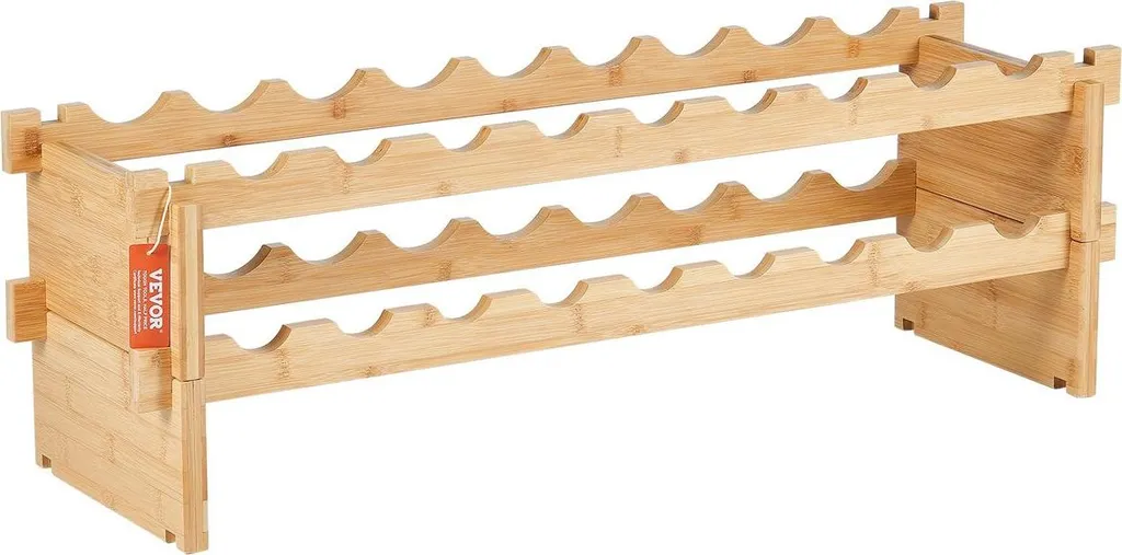Casier à vin 18 bouteilles pour cuisine et cave - Bambou modulable