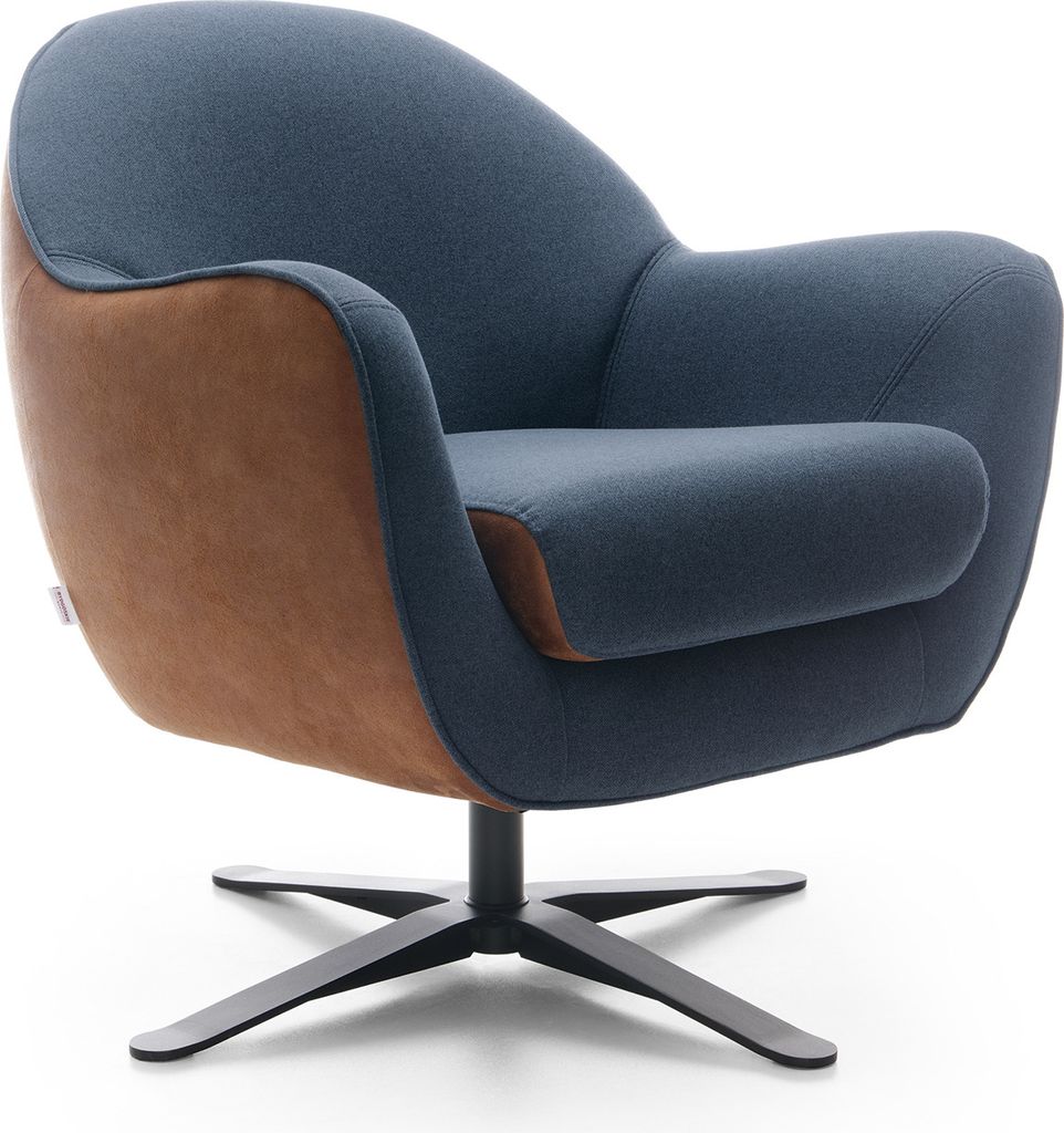 "MIRA" Sessel in Stoff und Leder-Look