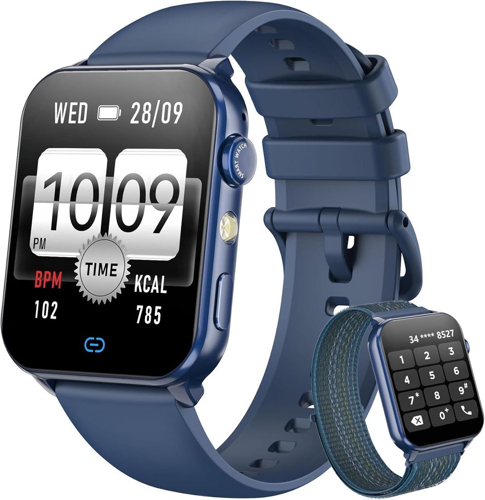 Blackview Smartwatch Herren Damen Fitnessuhr mit Bluetooth Anrufen LED Licht zwei Armbänder Sportuhr mit Puls Schlaf Schritte Kalorien Monitor And...