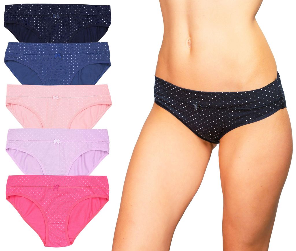 Alkato Damen Maxi Slip mit Alloverdruck 5er und 10er Pack, Farbe: 18256-LO Bikinihose / Farbenmix, Größe: XXL