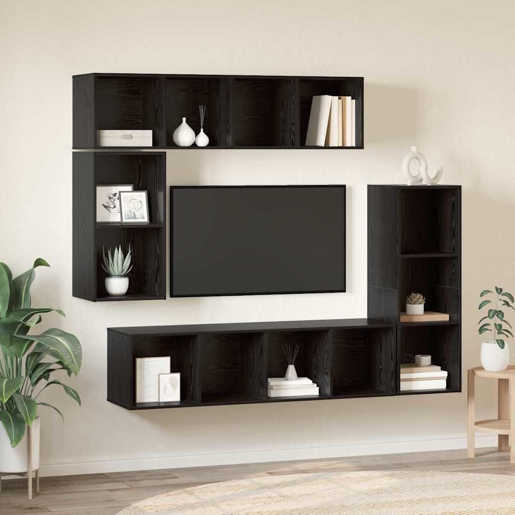 Maison Exclusive - TV-Schrankset 4 pcs Schwarz Eichen-Optik Holzwerkstoff