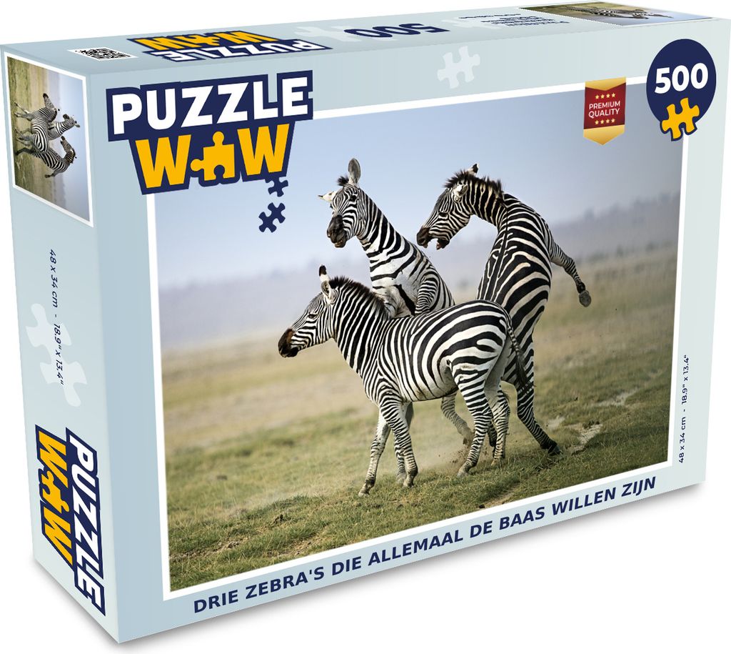 MuchoWow Puzzle 500 Teile Drei Zebras, die alle der Chef sein wollen - 500 Teile - Kinder - Selberbauen - Puzzlespiele