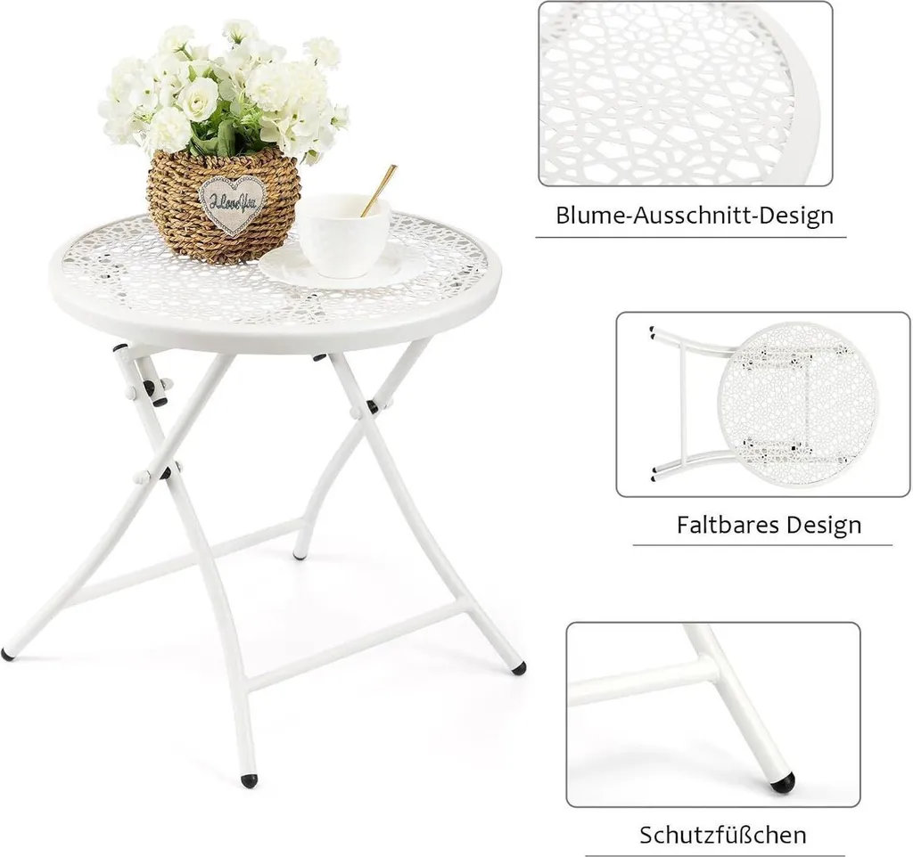 Table Pliante Extérieure TeoKJ en Métal Résistant aux Intempéries 45x45cm