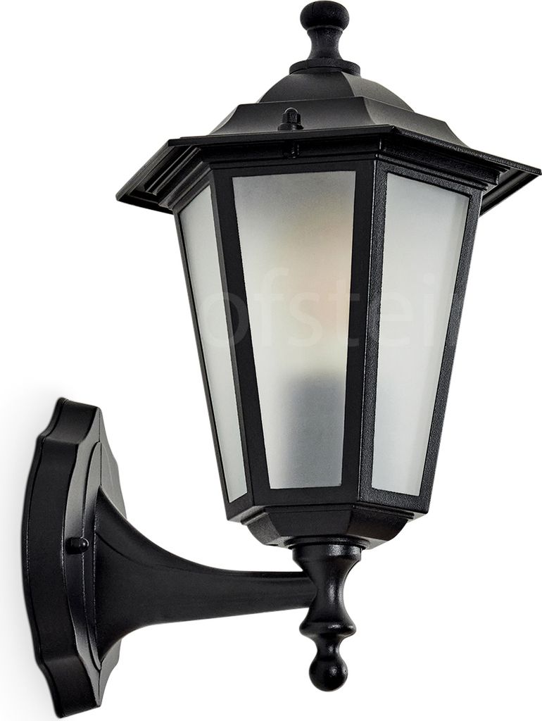 Rivale Wandlampe aufwärts in antikem Look aus Metall/Glas in Schwarz/Milchglas