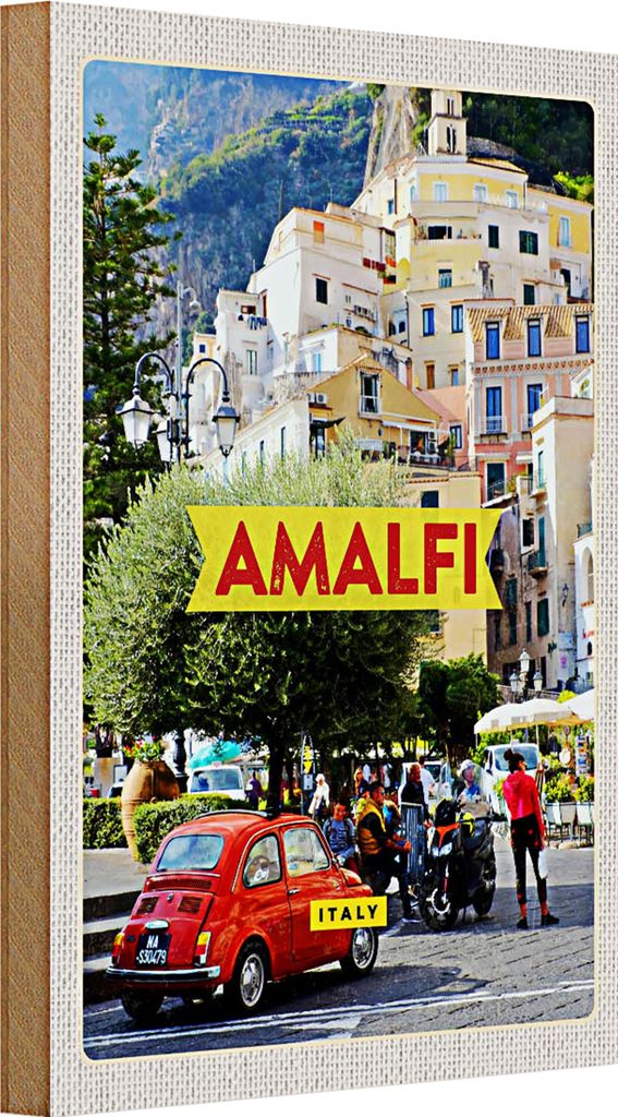 Holzschild Reise 20x30cm Amalfi Italy Urlaub Ferien