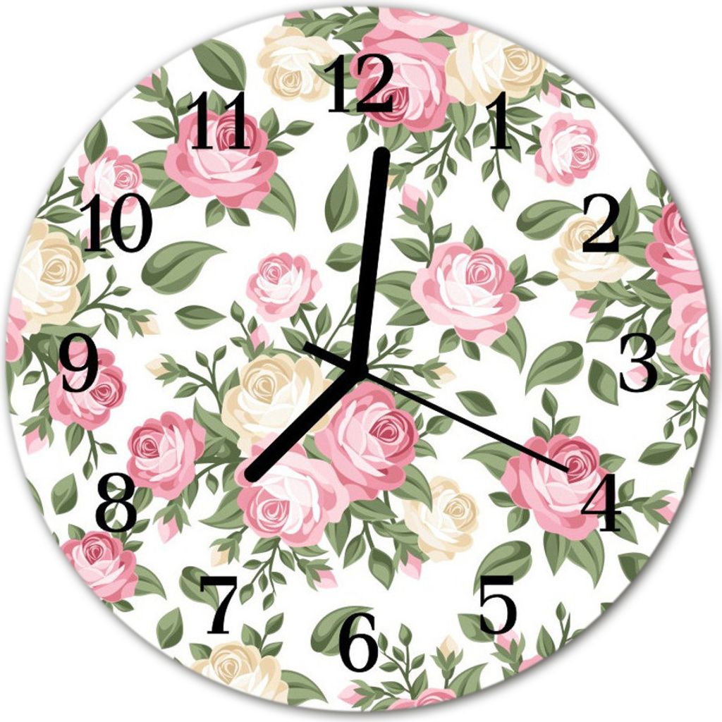Glasuhr Wanduhr Küchenuhr Echt-Glas 30fi cm Hintergrund mehrfarbig