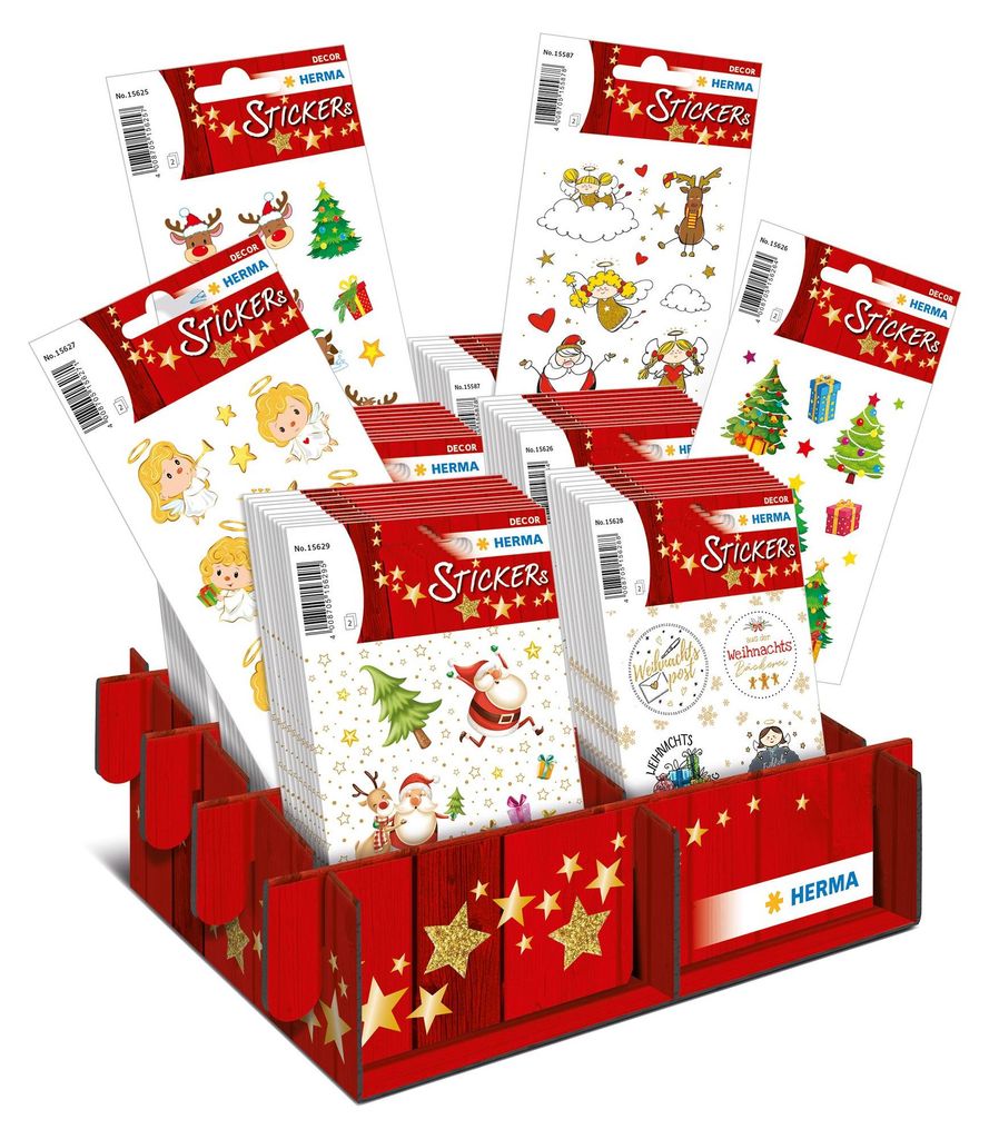 HERMA Weihnachts-Sticker DECOR "Glitzernde Weihnachtszeit" Display 60 Packungen