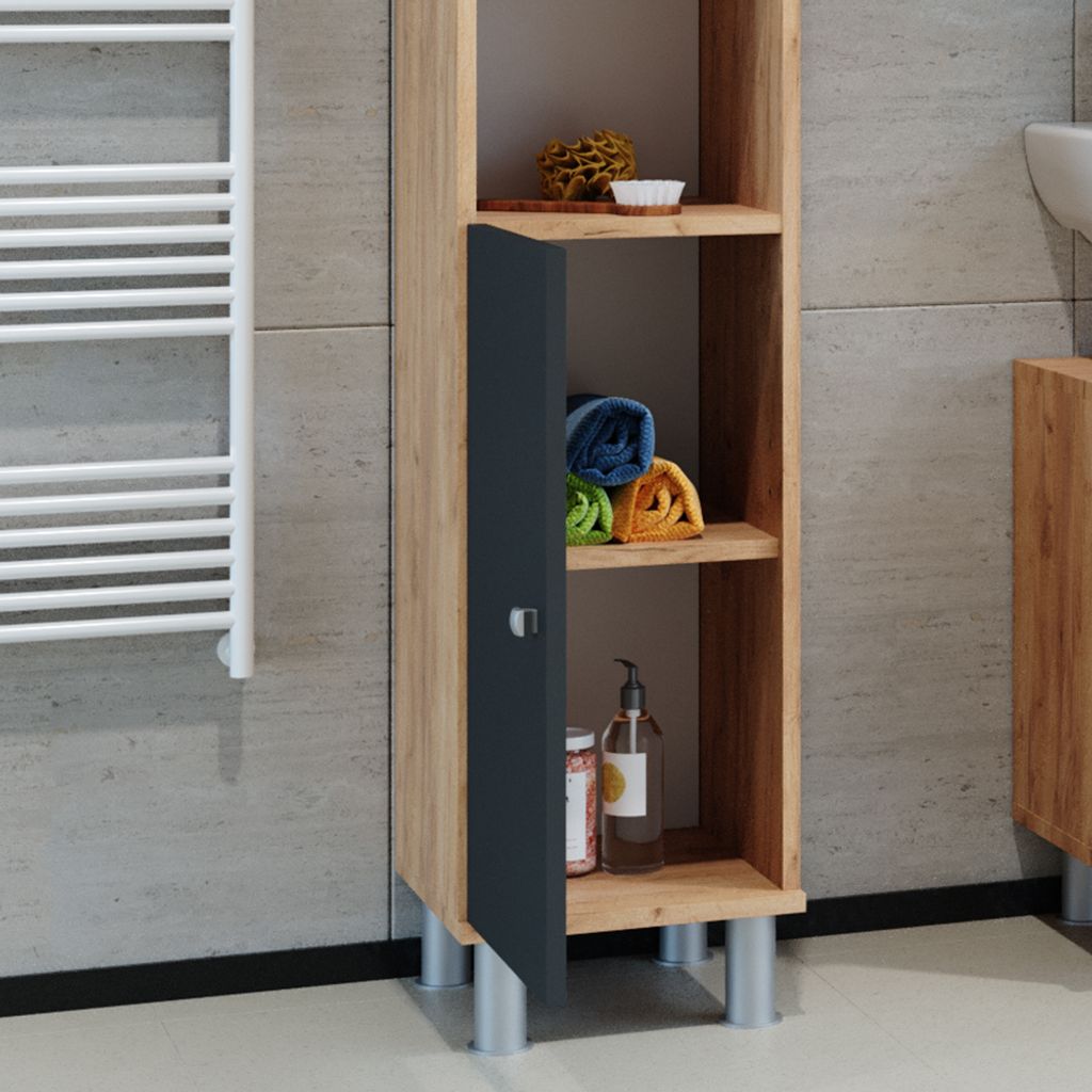 Vicco Badschrank Fynn, 30 x 190 cm, Anthrazit/Goldkraft Produktbild 5