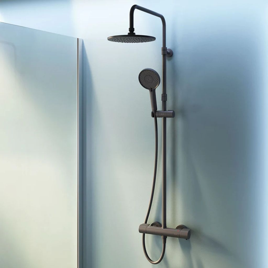 AM.PM Duschsystem Schwarz mit Thermostat 38℃ Regendusche Produktbild 