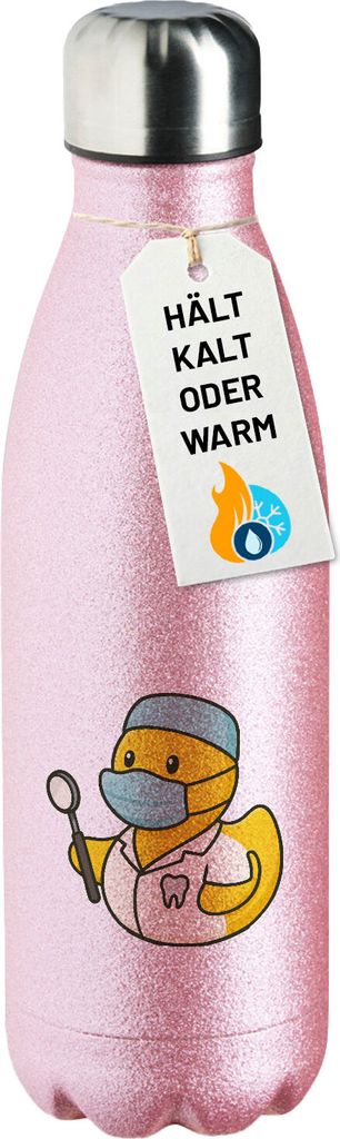 Huuraa Trinkflasche Quietscheente Zahnmedizin Comic Gummiente 500ml Pink Edelstahl Wasserflasche Trinkflasche Geschenkidee