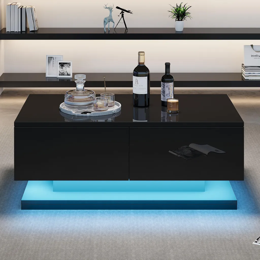 Tavolino LED Smart Sweiko Nero Lucido - Must-have Soggiorno Moderno