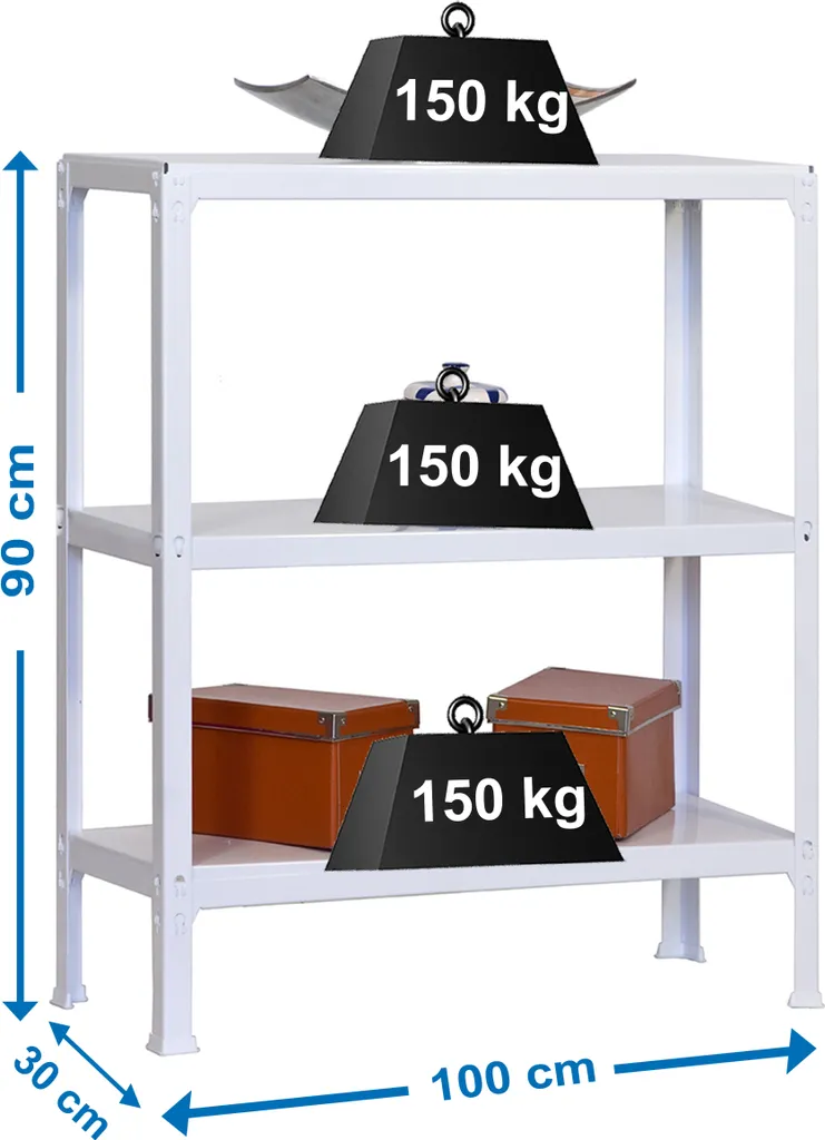 Simonrack Étagère 3 Tablettes Blanc SIMONHOME CLICK PLUS 80x30x90 Robuste