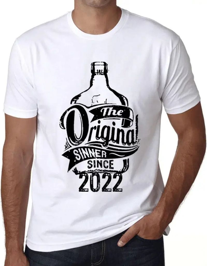Herren Grafik T-Shirt Der ursprüngliche Sünder seit 2022 – The Original Sinner Since 2022 – Geschenk 2. Geburtstag Jahrestag 2 Jahre Jubiläum 2