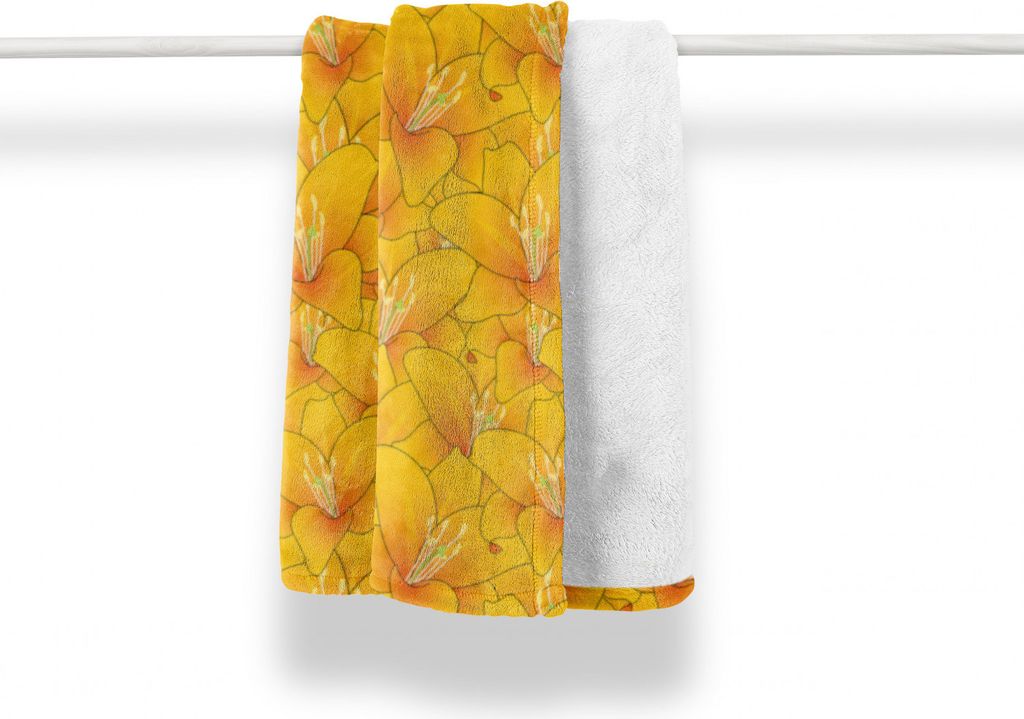 ABAKUHAUS Blume Weich Flanell Fleece Decke, Blooming Orange Lilien-Motive, Gemütlicher Plüsch für den Innen- und Außenbereich, 125 x 175 cm, Or...