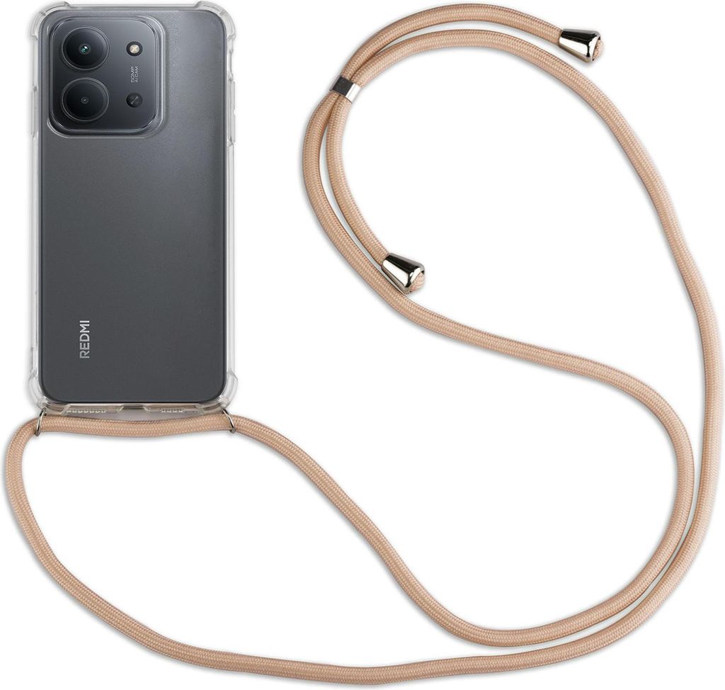 Handykett für Xiaomi Redmi 15C (173 cm) Hülle mit Kordel Handyhülle mit Band in Beige/Braun