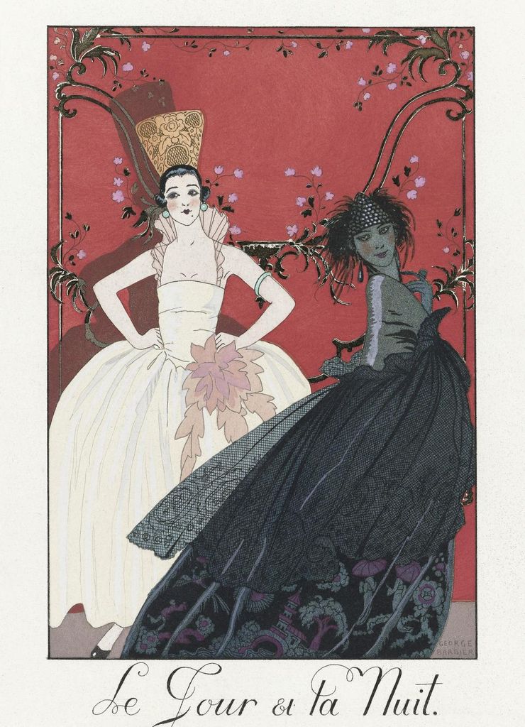 Plakat 13x18cm Le Jour et la Nuit, Vintage Barbier für Salon