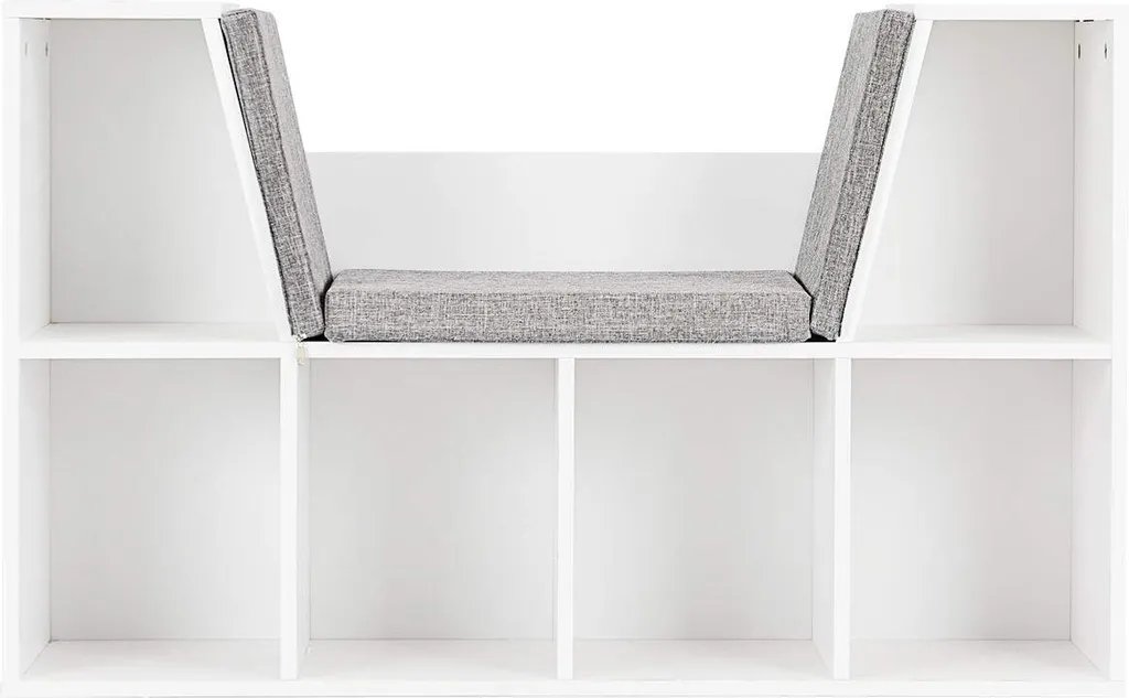 Bibliothèque Blanche de Rangement à Cubes avec Coussin pour Salon 103cm - 3