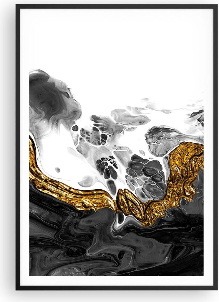 Gerahmtes Poster - Schwarzer Rahmen - Abstraktion verschüttet Kontrast - 70x100 cm - Wand Bild - Wanddeko - Wandbilder - Kunstposter - Wandposter ...