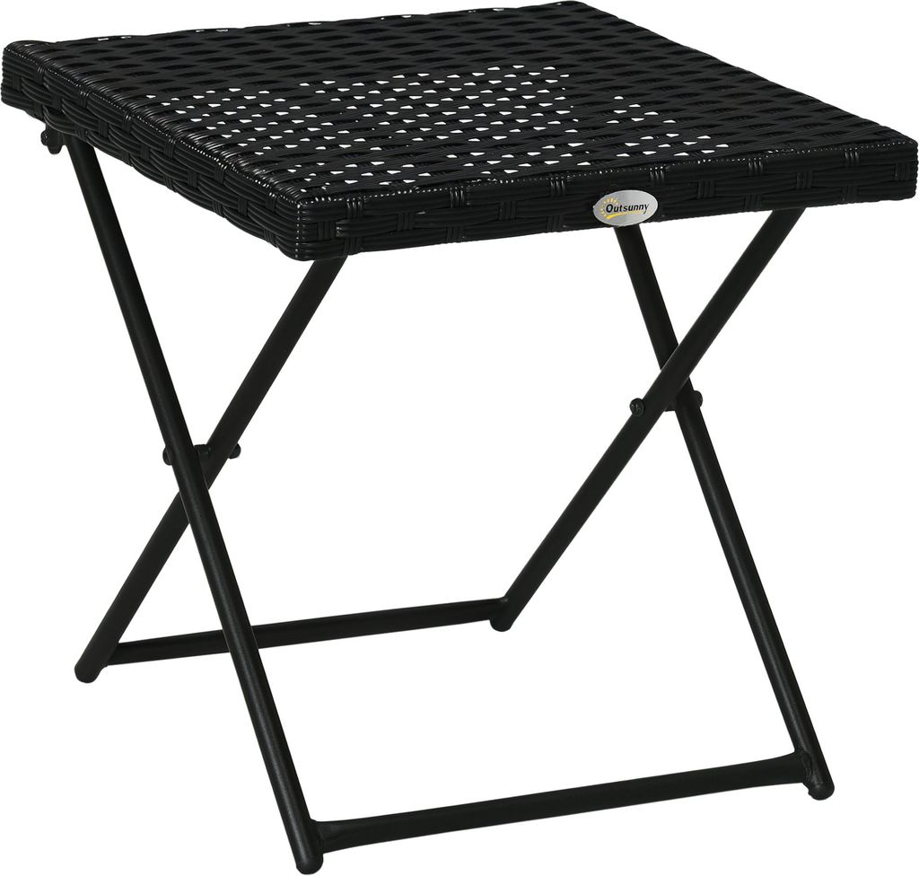 Polyrattan Balkontisch, klappbar, Stahlrahmen, pflegeleicht, 40x40x40 cm, Schwarz, platzsparend, stabil, fš¹r Garten und Terrasse