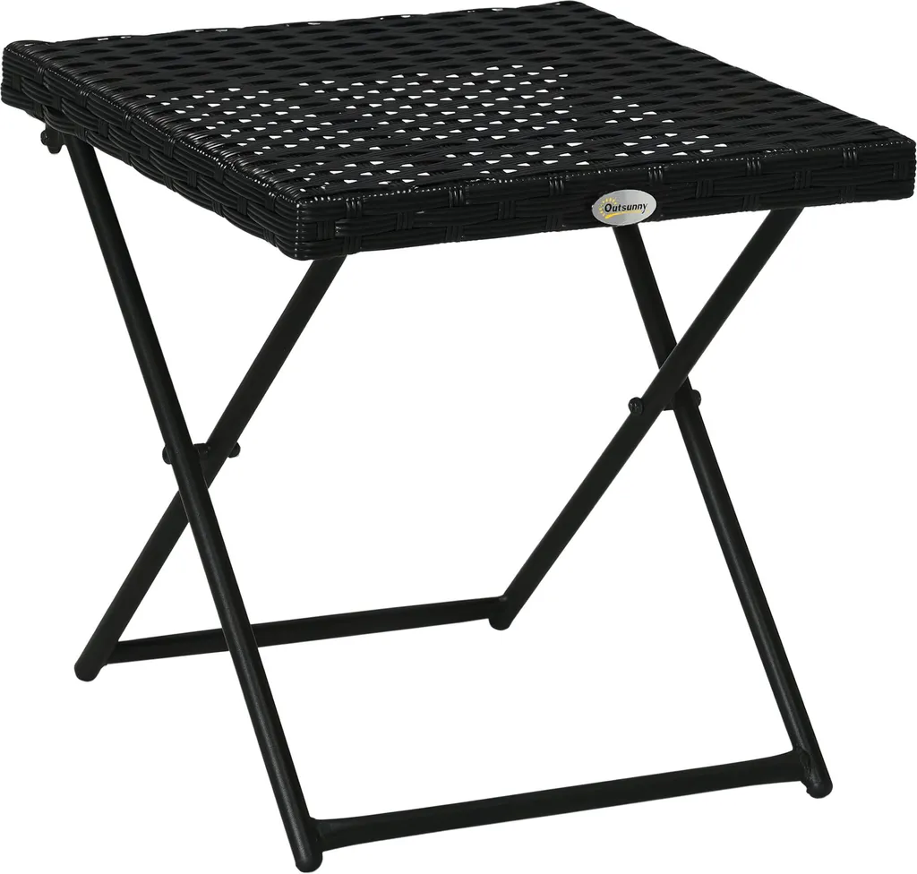 Table de balcon pliante gain de place, support café extérieur aspect rotin