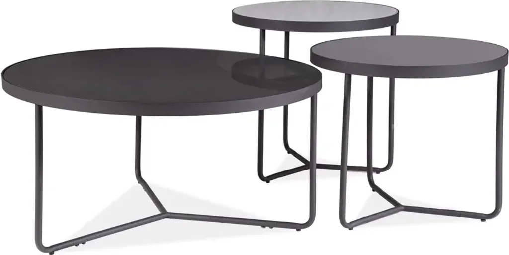 Tables basses gigognes MIKKO lot de 2 rondes coloris gris anthracite