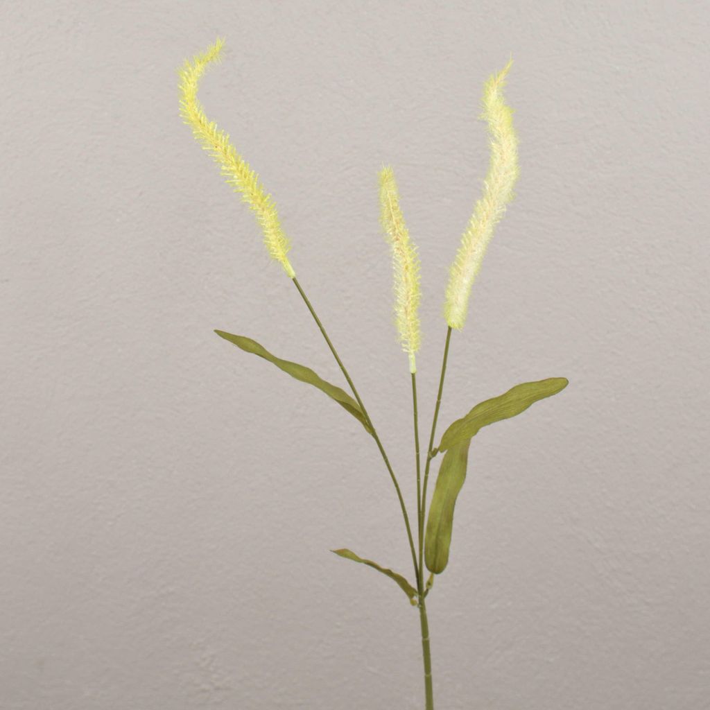 artplants.de Künstlicher Graszweig Liriope JELIKANTA mit Rispen, Creme-grün, 75cm - Kunststoff Zweig