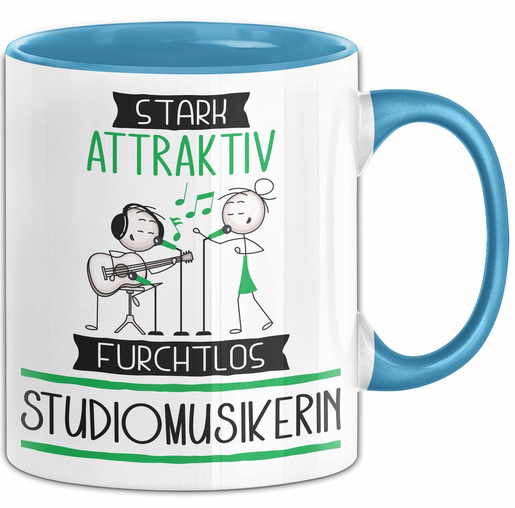 Studiomusikerin Tasse Geschenk Becher Stark Attraktiv Furchtlos Studiomusikerin Lustige Geschenkidee (Blau)