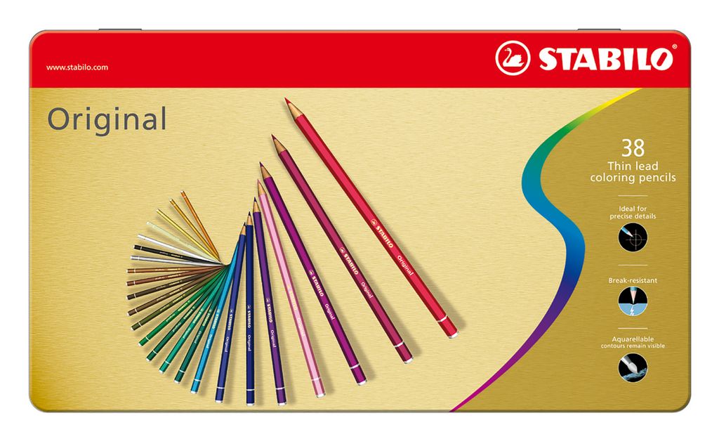Premium-Buntstift - STABILO Original - 38er Metalletui - mit 38 verschiedenen Farben