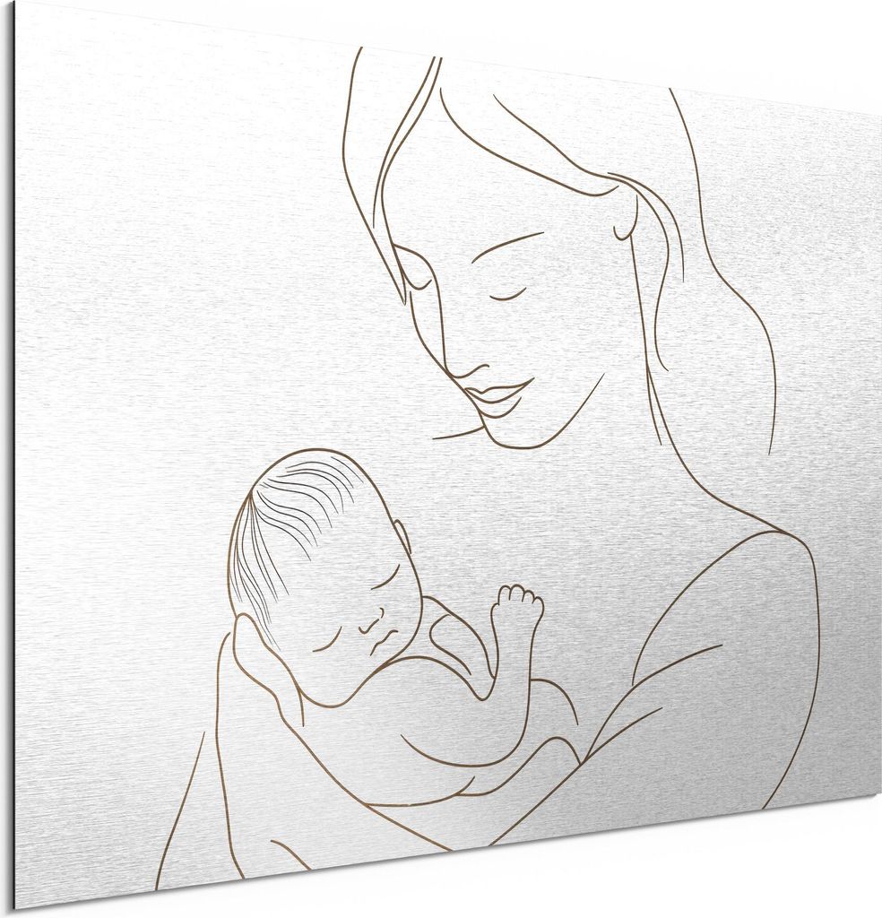 DEQORI Alu-Dibond Bild Silber 60x40 cm 'Spontanverliebt' Wandbild Metall dünn Design