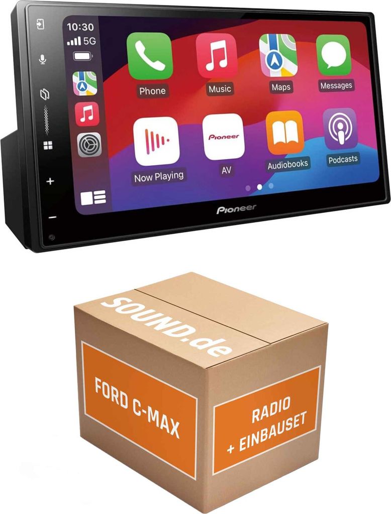 Autoradio Einbaupaket Pioneer SPH-DA77DAB passend für Ford C-MAX Silber | Apple CarPlay Android Auto