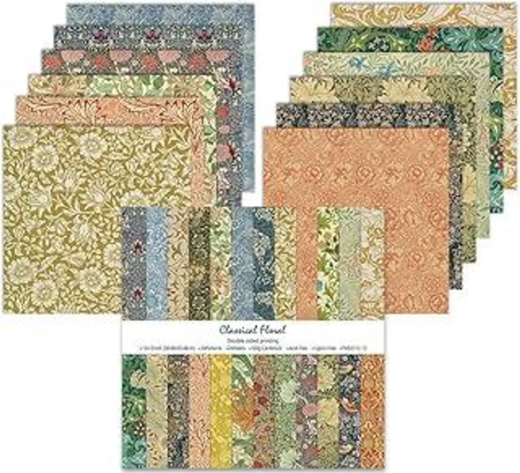 Carta Scrapbooking Elegante Fiori 30.5x30.5 cm - 24 Fogli Vintage