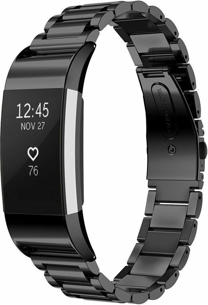 Strap-it Fitbit Charge 2 Gliederarmband (Schwarz) Produktbild 