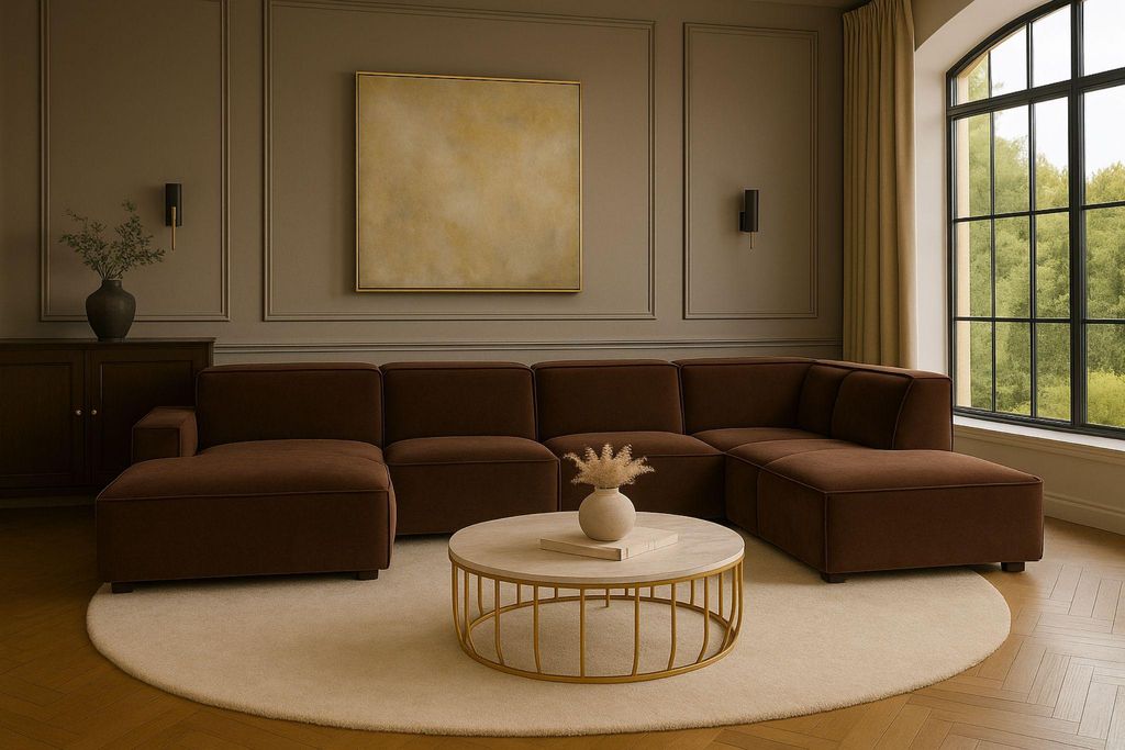 Kaiser Möbel Ecksofa Cursal V, Stoff Salvador, Dunkelbraun, Rechts