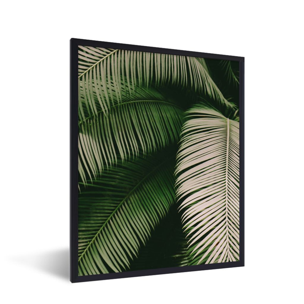 MuchoWow Gerahmtes Poster Palmwedel - Sommer - Tropisch 60x80 cm - Poster mit Schwarzem Bilderrahmen Wandposter Rahmen Foto Bilder - Premium - Wa...