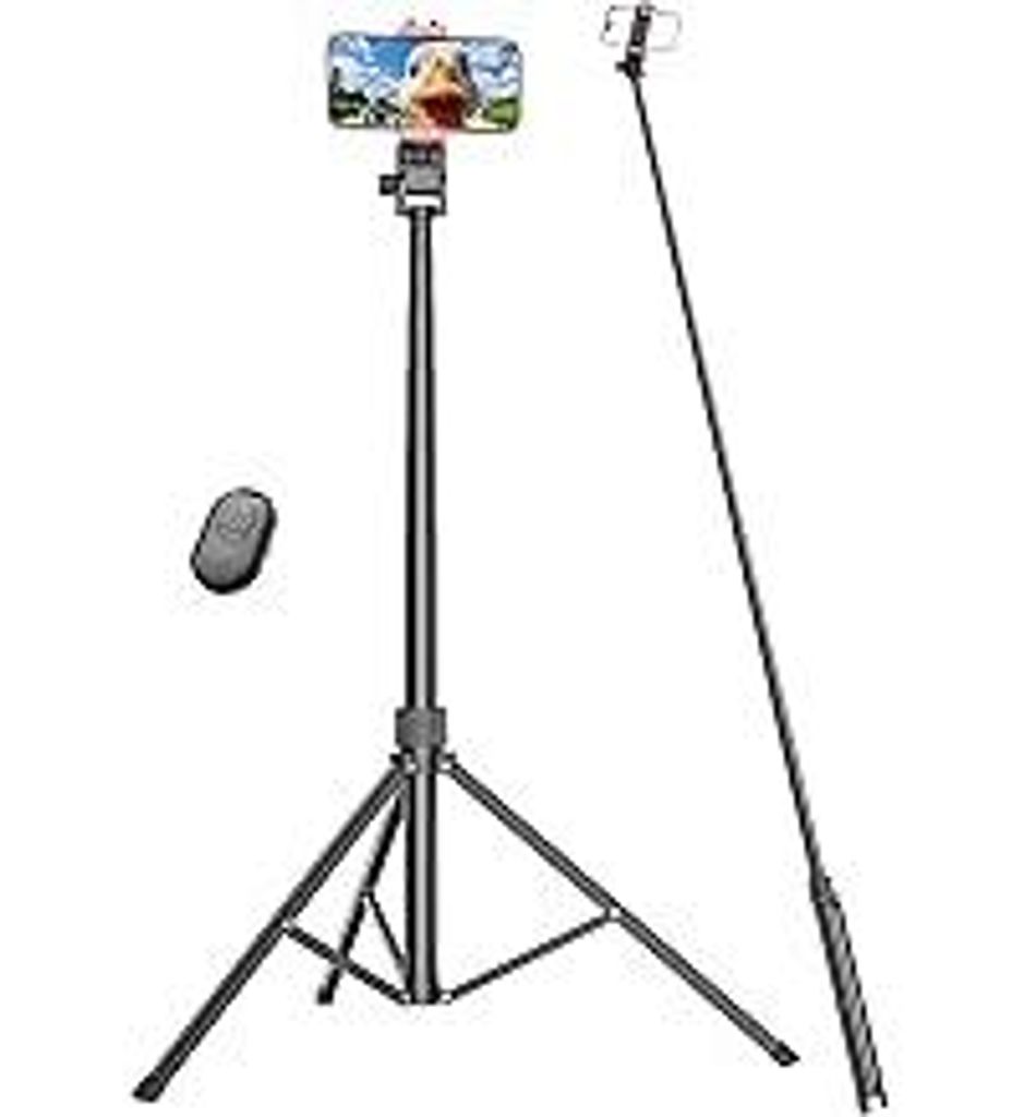 210cm Handy Stativ für Smartphone, Stabiles Erweiterbarer Aluminium Stangen & Größere und längere Stativbeine, Handystativhalter mit Fernauslöser