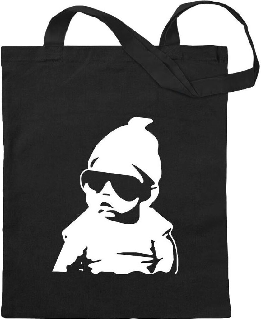 Kiwistar - Baumwolltasche - schwarz - Baby an Bord Kleinkinder - Tragetasche Stoffbeutel Umhängetasche Langer Henkel