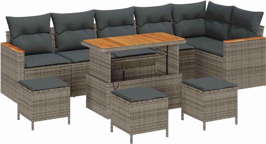vidaXL Gartensofa-set 10 pcs Grau Poly-Rattan