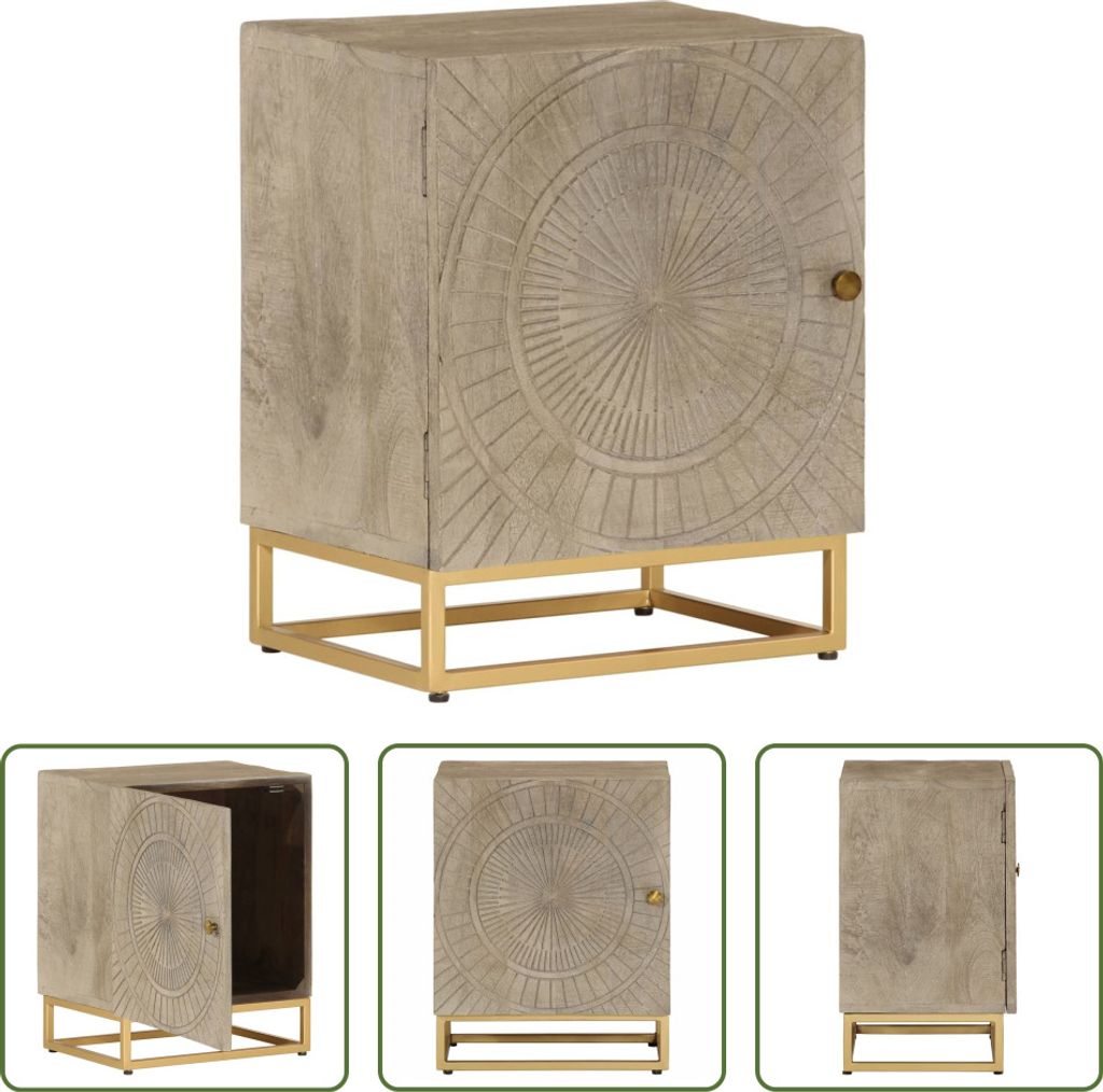 The Living Store Nachttisch 40x30x50 cm Massivholz Mango und Eisen