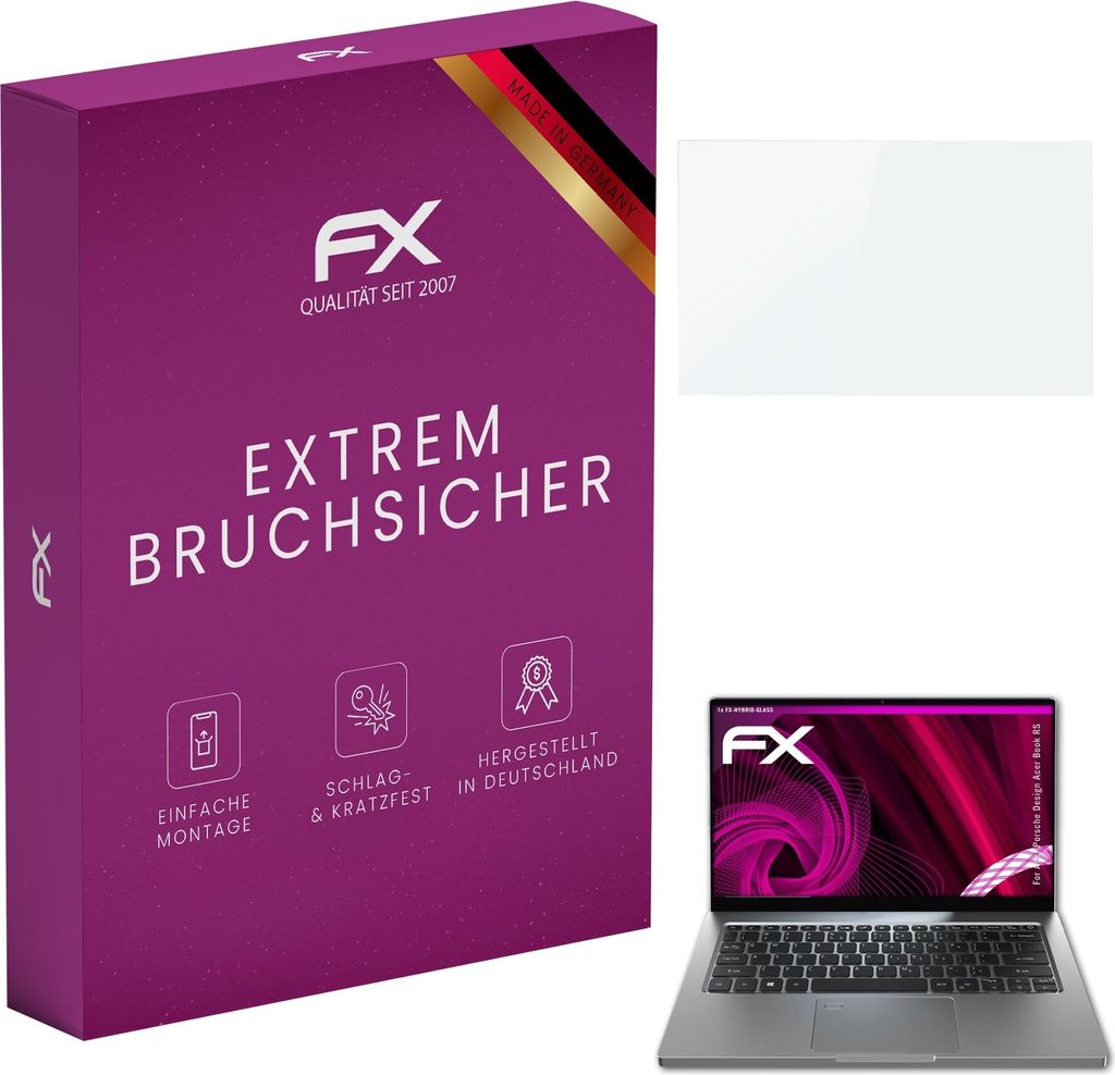 atFoliX FX-Hybrid-Glass Displayfolie kompatibel mit Acer Porsche Design Acer Book RS Glasfolie