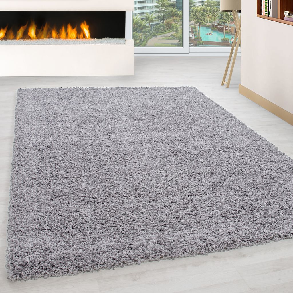 Langflorteppich Unifarben Flauschig Waschbar Strapazierfähig | Hellgrau 240x340 cm Esszimmer Schadstoff Gekettelt | RHEIN – Kadima Design