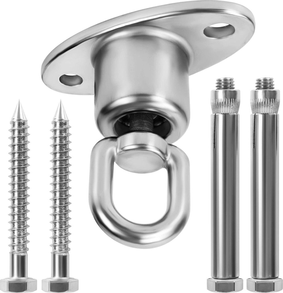 Belle Vous Schwerlast Schaukel Befestigung mit Kugellager - 360Grad Drehbarer Edelstahl Schwerlast Deckenhaken mit Schrauben - 540kg Tragfähigkeit -