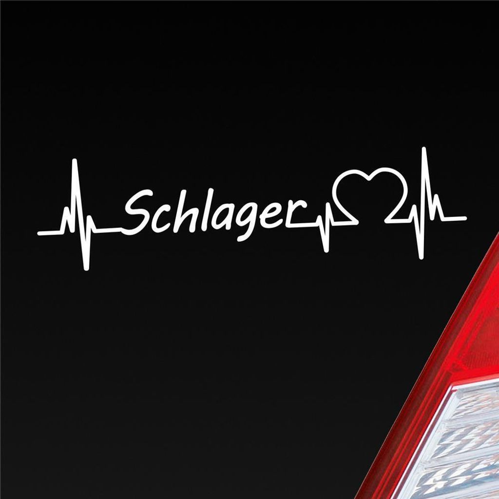 Auto Aufkleber Schlager Puls Herzschlag 19x5 cm Weiss Matt Sticker Heckscheibenaufkleber