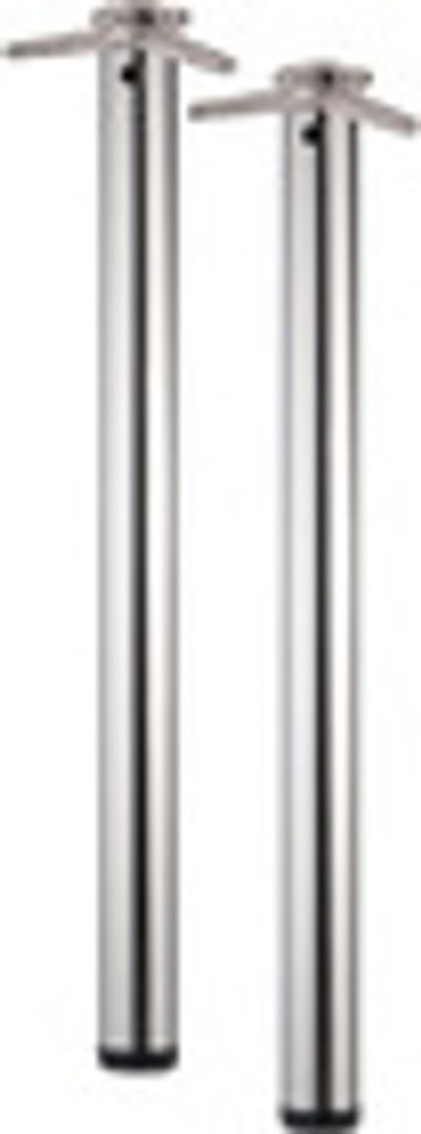 2er SET Tischbein / Stützfuß - Chrom, Ø 6 cm x 87 cm, höhenverstellbar