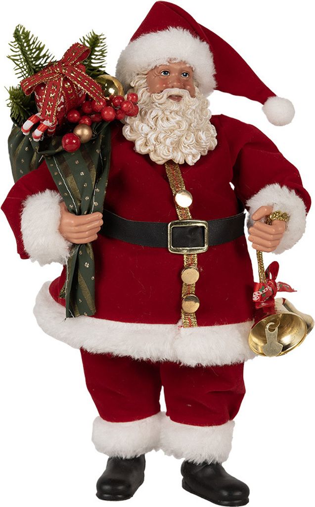Clayre & Eef Weihnachtsdekorationsfigur Weihnachtsmann 27 cm Rot Kunststoff