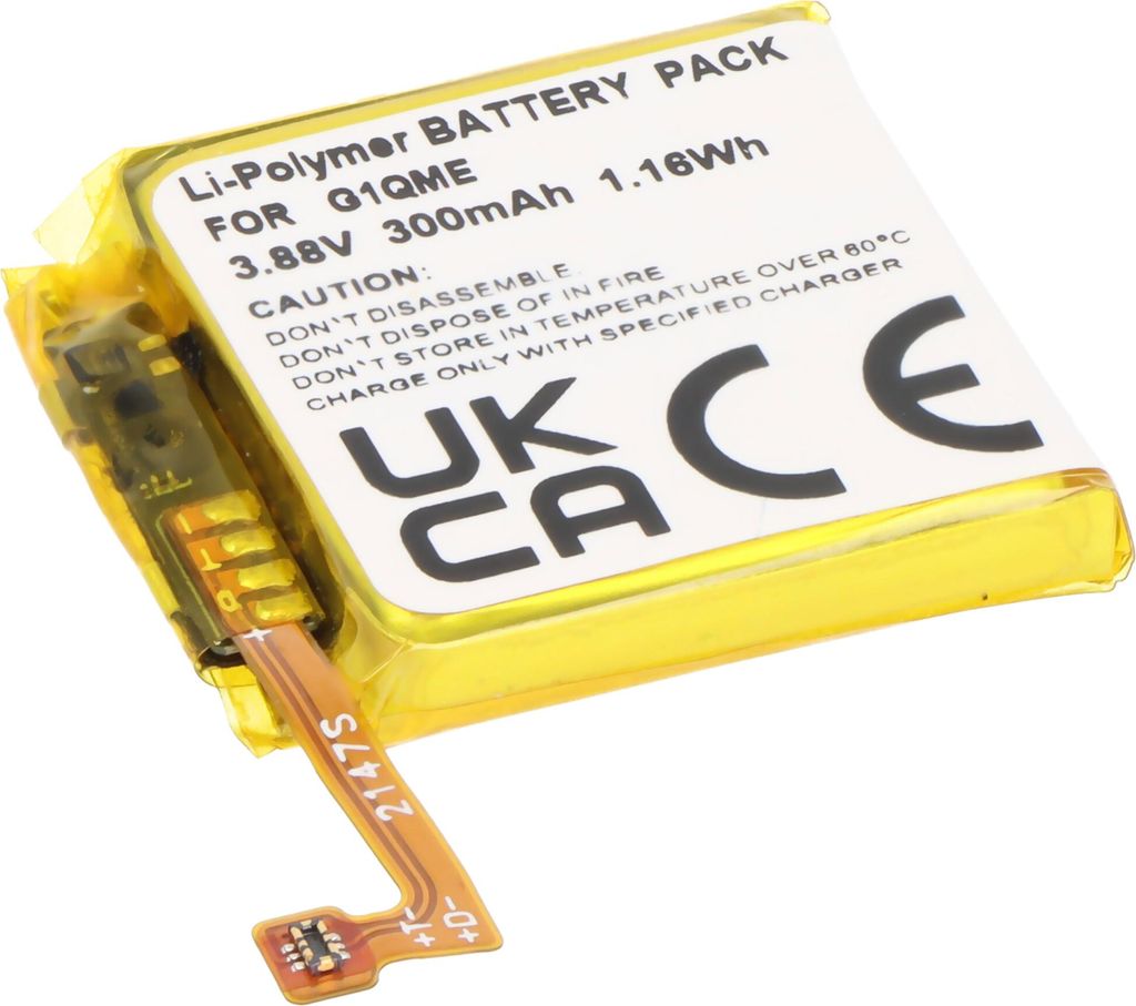 Akku passend für Google Pixel Watch 3, Li-Polymer, 3,88V, 300mAh, 1,16Wh, ohne Werkzeug