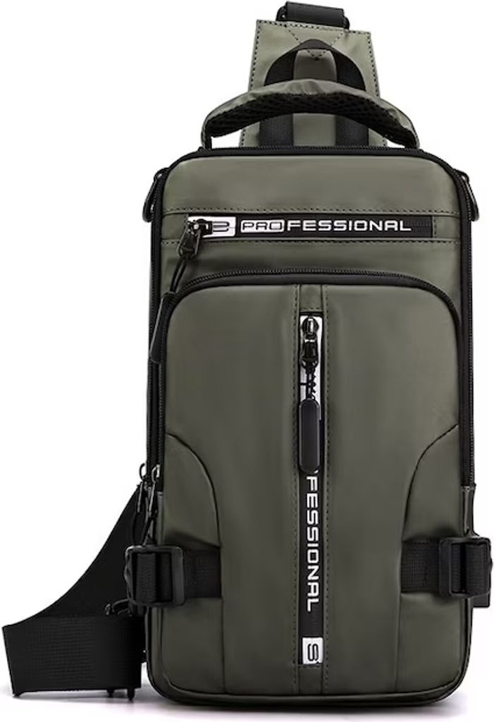 ASKSA Herren Brusttasche Schultertasche mit USB-Ladeanschluss Sling Rucksack Umhaengetasche Sports Crossbody Backpack fuer Arbeit Reisen Wandern,Ar...