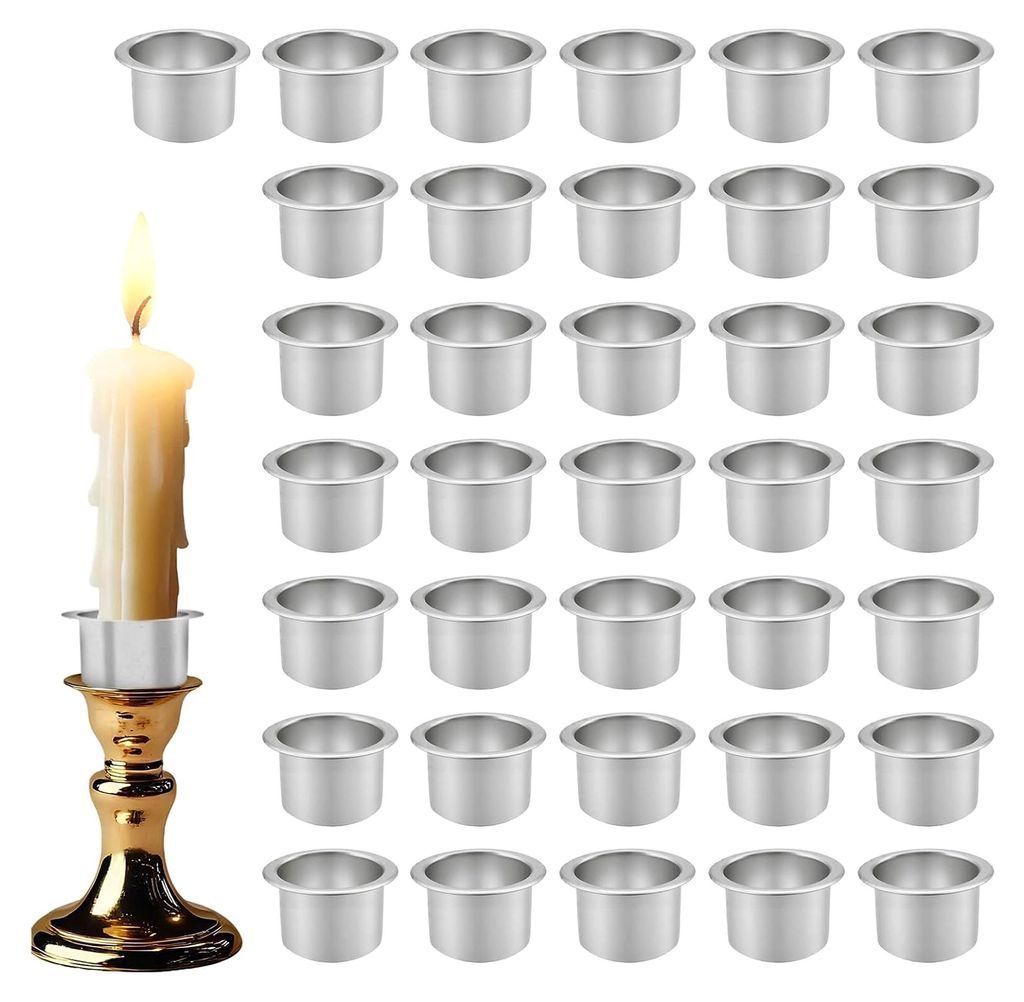 36 Stück Kerzenhalter aus Metall, 20mm für Stabkerzen in Silber für Hochzeiten, Geburtstagsfeiern, Schlafzimmer, Tischdekoration, Weihnachtsdeko...